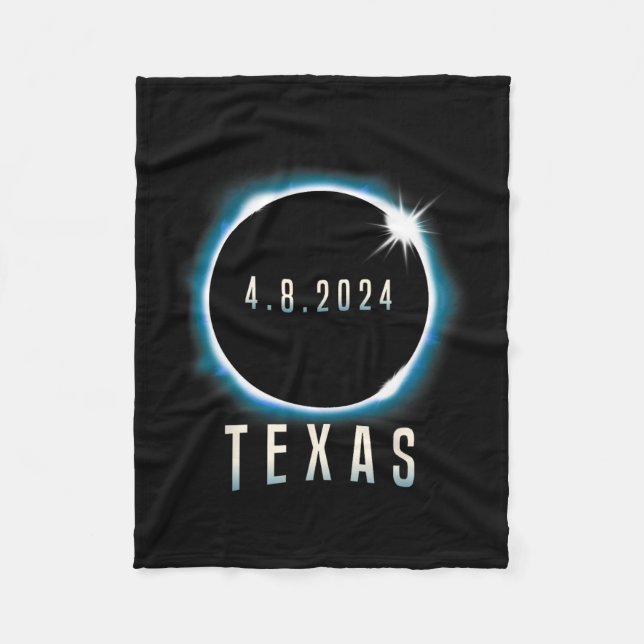 Texas Total Solar Eclipse 2024 Blue April 8 Men Wo Fleecedecke (Vorderseite)