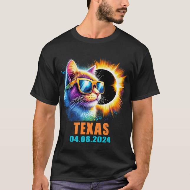Texas Total Solar Eclipse 2024 Cat Solar Eclipse G T-Shirt (Vorderseite)