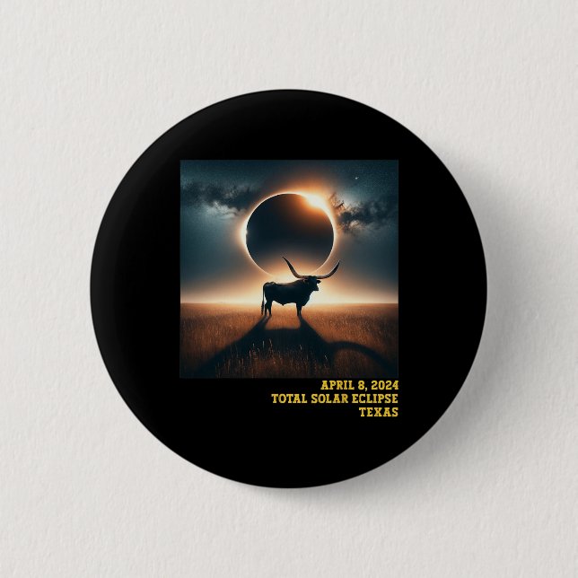 Texas Total Solar Eclipse 2024 Gedenkveranstaltung Button (Vorderseite)