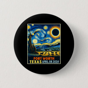 Texas Total Solar Eclipse 2024 Starry Night Button