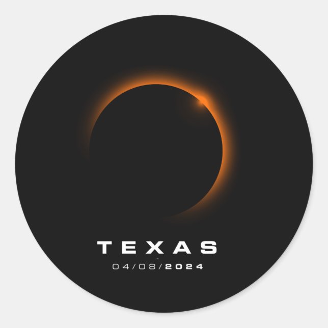 Texas Total Solar Eclipse 2024 Texas Solar Eclipse Runder Aufkleber (Vorderseite)