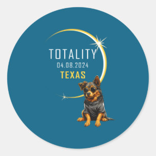 Texas Total Solar Eclipse Hund Runder Aufkleber