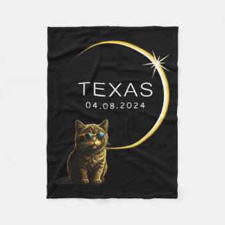 Texas-Totale Sonnenfinsternis-Katze-Illustration Fleecedecke
