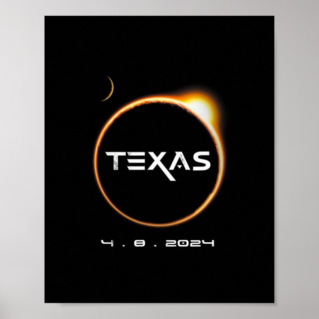 Texas Totality 4.08.2024 Total Solar Eclipse 2024 Poster (Vorne)