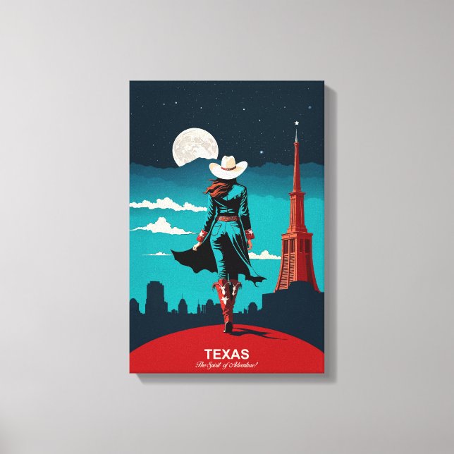 Texas Travel: Der Geist des Abenteuers Leinwanddruck (Vorderseite)