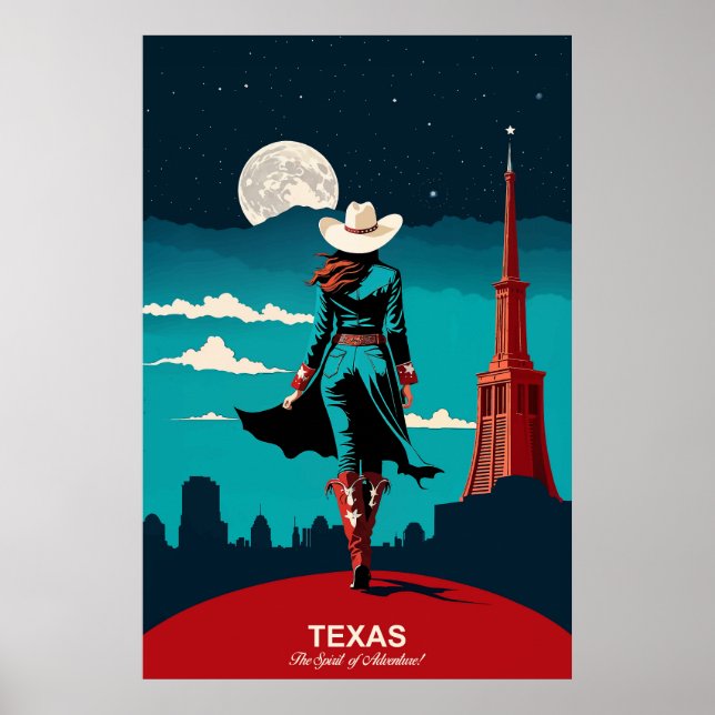 Texas Travel: Der Geist des Abenteuers Reiseposte Poster (Vorne)