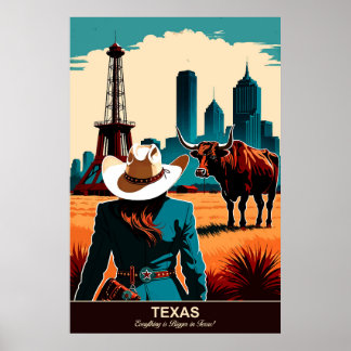 Texas Travel : Tout est plus grand poster de voyag