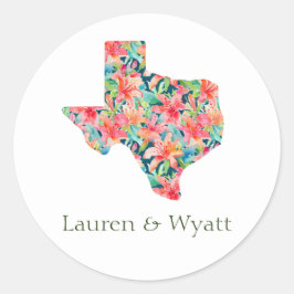 Texas Tropical Bright Botanical Floral Wedding Runder Aufkleber
