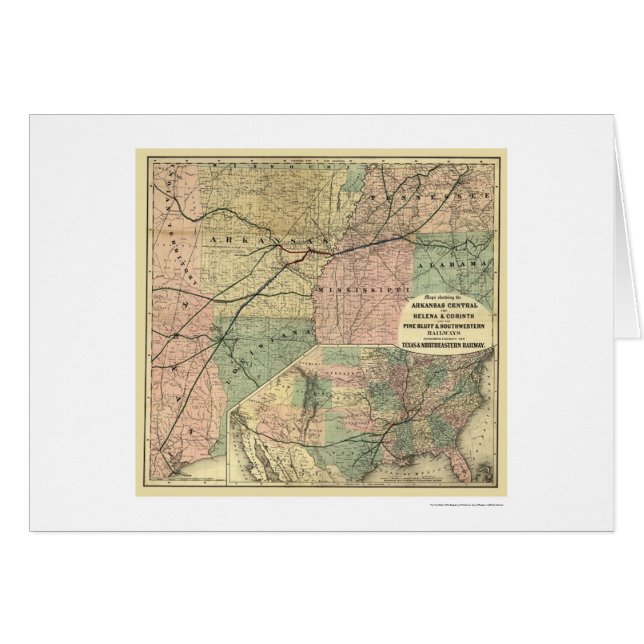 Texas u. nordöstliche Eisenbahn-Karte 1872 (Vorderseite (Horizontal))