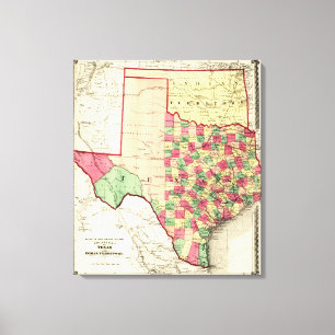Texas und Inder TerritoryPanoramic Karte Leinwanddruck