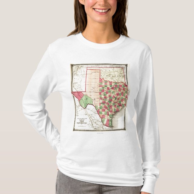 Texas und Inder TerritoryPanoramic Karte T-Shirt (Vorderseite)
