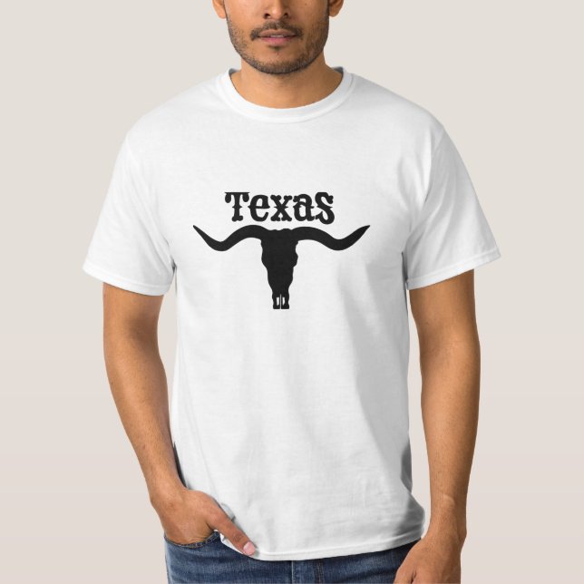 Texas USA Bull American Schriftart T - Shirt (Vorderseite)