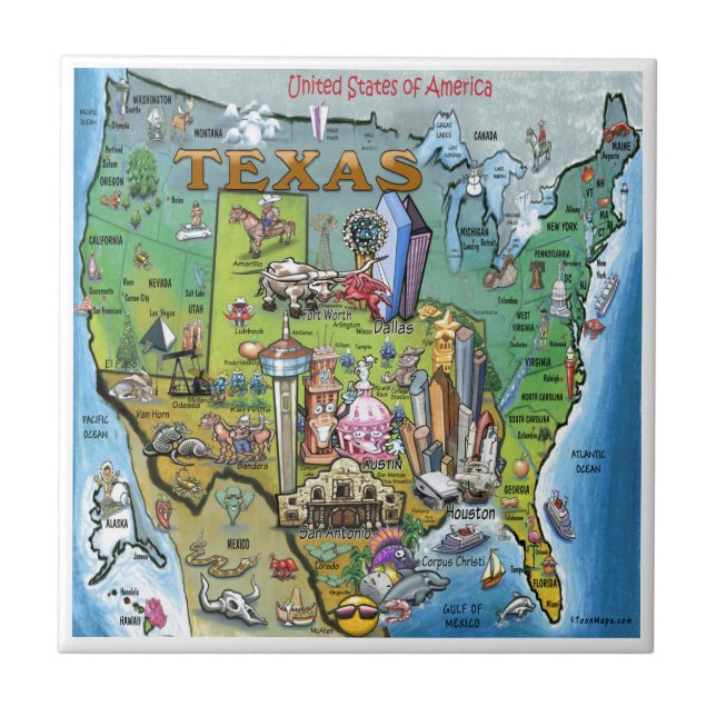 Texas USA Map Fliese (Vorderseite)