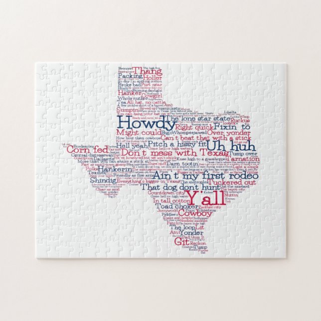 Texas USA Slang Word Art Map Jigsaw Puzzle (Horizontal)