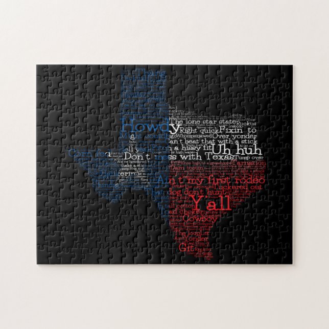 Texas USA Slang Word Art Map Jigsaw Puzzle (Horizontal)