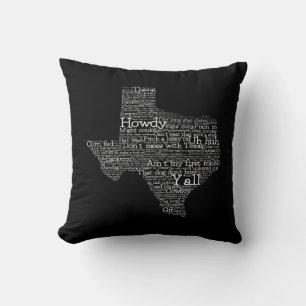 Texas USA Slang Word Art Map Kopfkissen Kissen