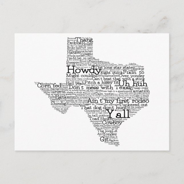 Texas USA Slang Word Karte (Vorderseite)