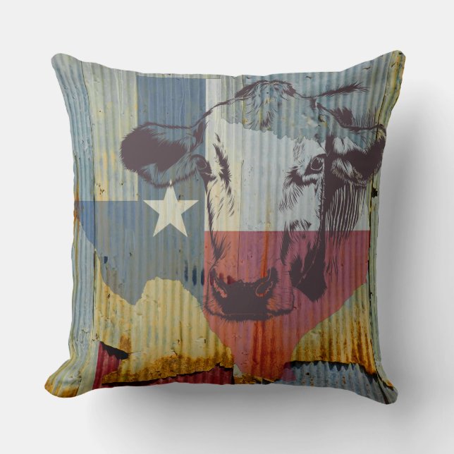 Texas-Vieh-Ranch-Haus-Wurfskissen Kissen (Vorderseite)