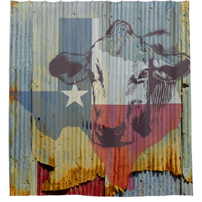 Texas-Vieh-Ranch-HausDuschvorhang Duschvorhang (Vorderseite)