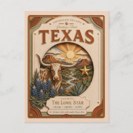 Texas Vintage Paper Cut American Arcana Postkarte