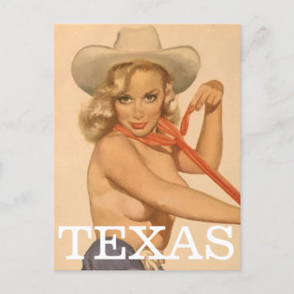 Texas Vintage Pin Up fille Carte postale