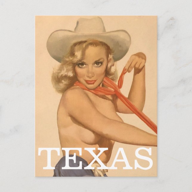 Texas Vintage Pin Up fille Carte postale (Devant)