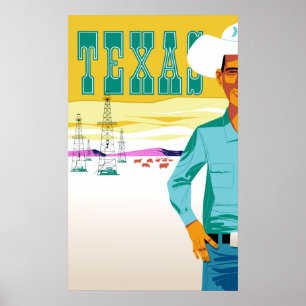 Texas. Vintages Art-Reise-Plakat Poster