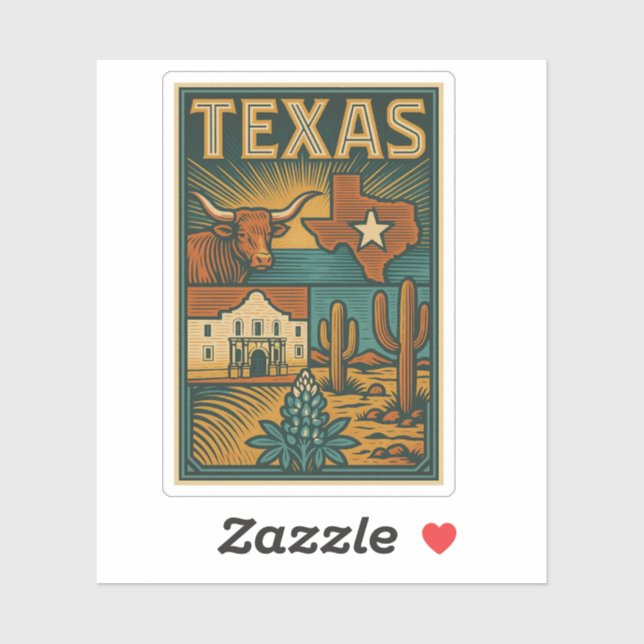 Texas Vinyl Sticker - Dauerhaltbares wetterfestes  (Blatt)