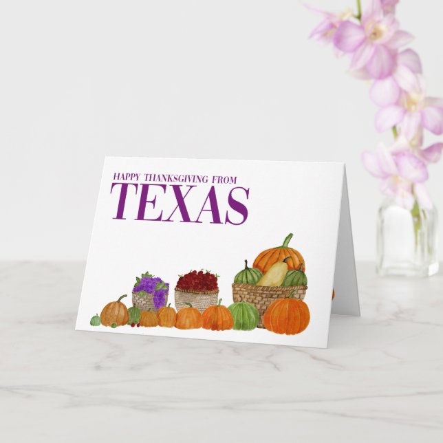 Texas Watercolor Pumpkins Erntedank Card Karte (Orchidee)