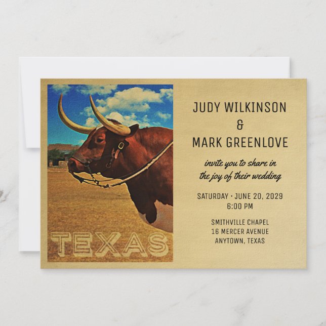 Texas Wedding Einladung Vintag Country Western (Vorderseite)