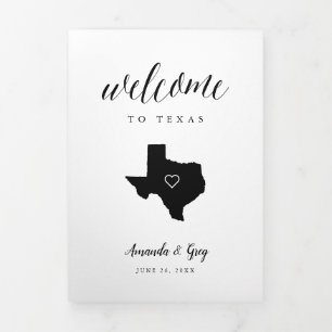 Texas Wedding Welcome Letter & Itinerary Dreifach-gefaltete Programmkarte