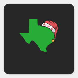 Texas Weihnachten Niedliche Weihnachtsgeschenk Grü Quadratischer Aufkleber