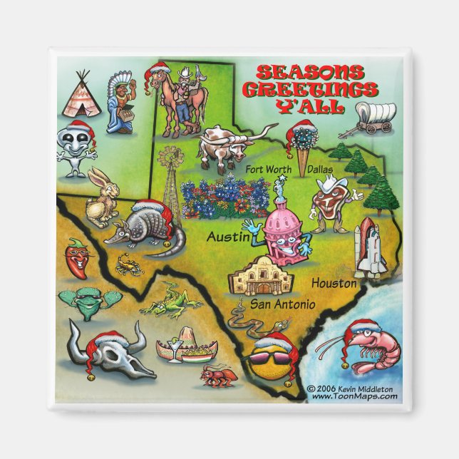 TEXAS Weihnachtskarte Magnet (Vorne)