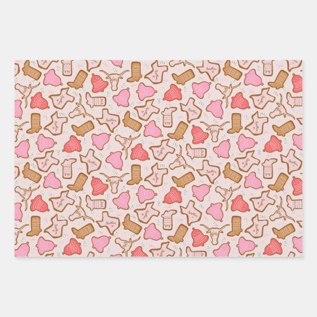 Texas Weihnachtskekse Geschenkpapier Set (Vorderseite)