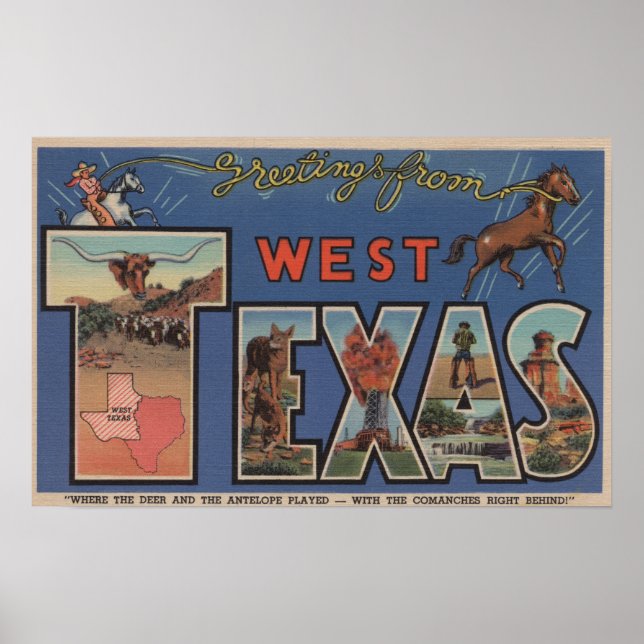 Texas (Western)Large Letter Scenes Poster (Vorne)