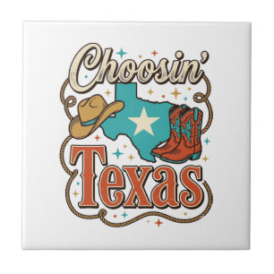 Texas Western Vintage Cowgirl Grafik T-Shirt Desi Fliese