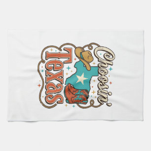 Texas Western Vintage Cowgirl Grafik T-Shirt Desi Geschirrtuch