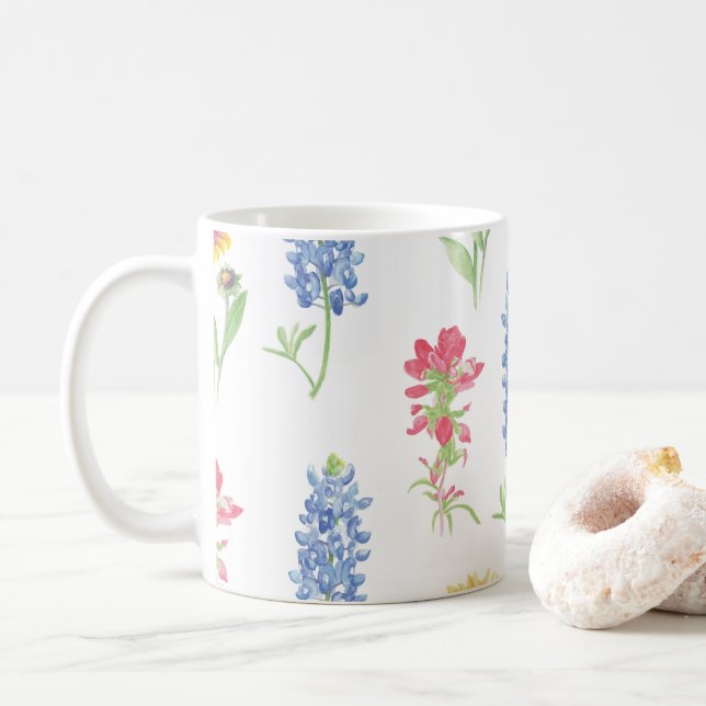 Texas Wildblume Pattern Kaffeetasse (Mit Donut)