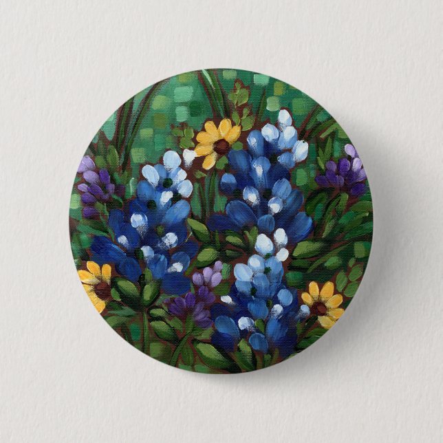 "Texas-Wildblumen - Bluebonnets-" runder Knopf Button (Vorderseite)