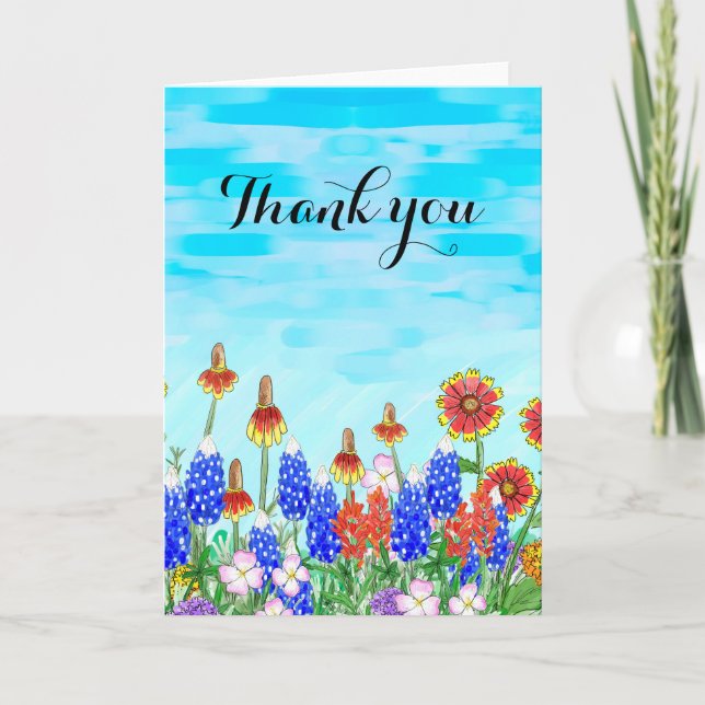 Texas-Wildblumen danken Ihnen, mit Bluebonnets zu Dankeskarte (Vorderseite)