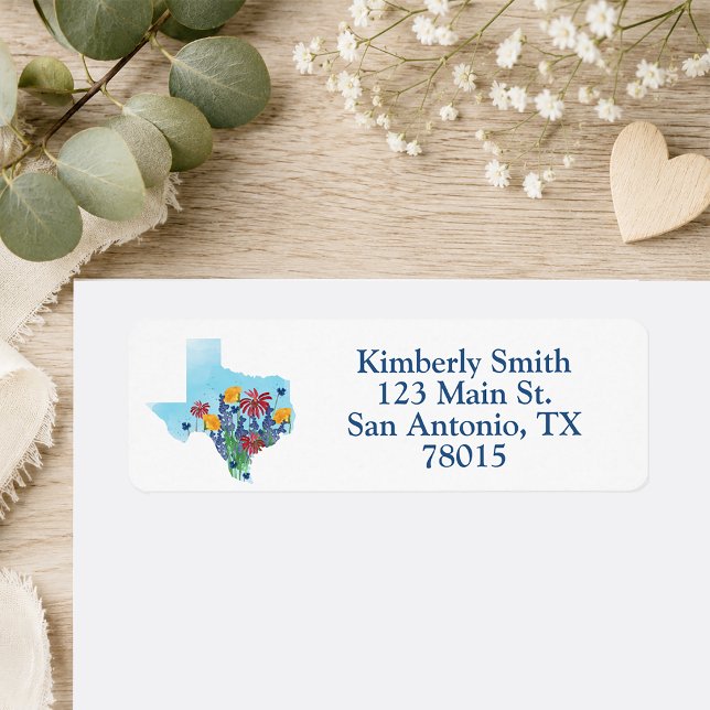 Texas Wildblumen Rücksendeadresse (Texas Wildflowers return address label)