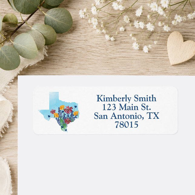 Texas Wildblumen Rücksendeadresse (Texas Wildflowers return address label)