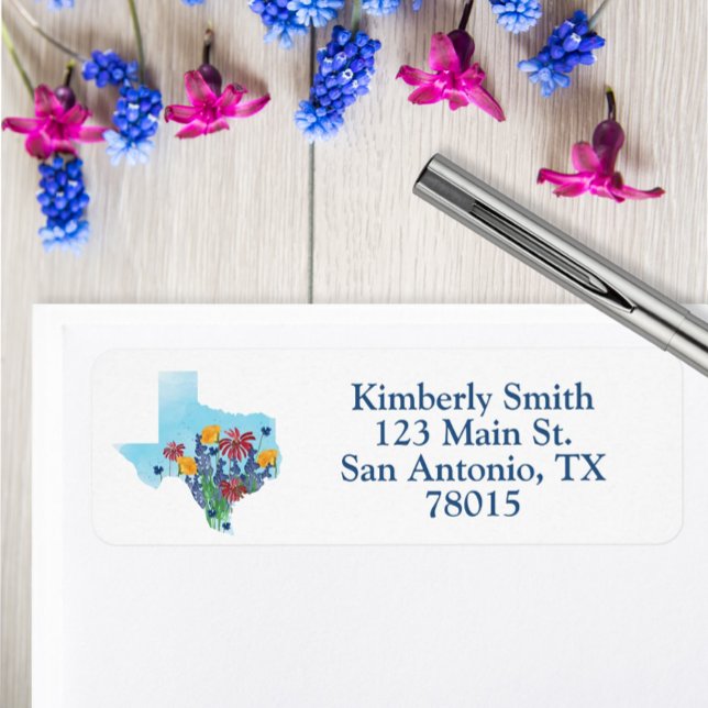 Texas Wildblumen Rücksendeadresse (Texas Wildflowers return address label)