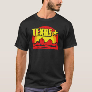 Texas-Wüstenberge Retro-Vintage-Sonnenuntergang T-Shirt