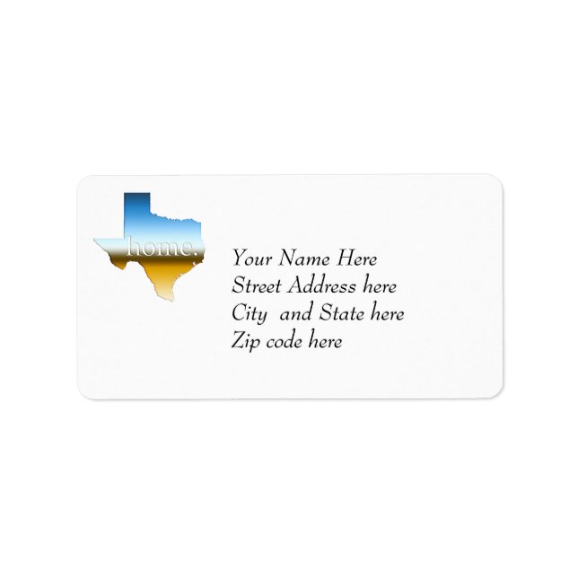 Texas Zuhause Horizon Adressaufkleber (Vorne)