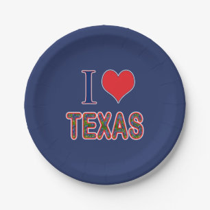 TexasBluebonnet (der Herz-) Liebe-I Pappteller