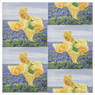 TexasBluebonnets und gelbes Rosen-Gewebe 4,5" Stoff
