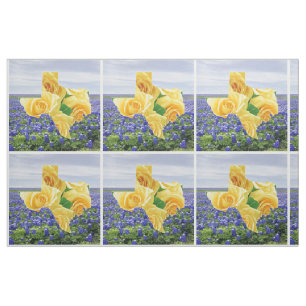 TexasBluebonnets und gelbes Rosen-Gewebe Stoff