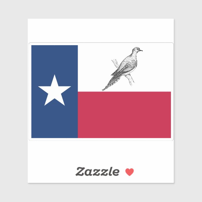 Texasfahne mit Taube Aufkleber (Blatt)