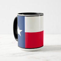 Texasflagge mit Bluebonnets auf schwarz, Tasse